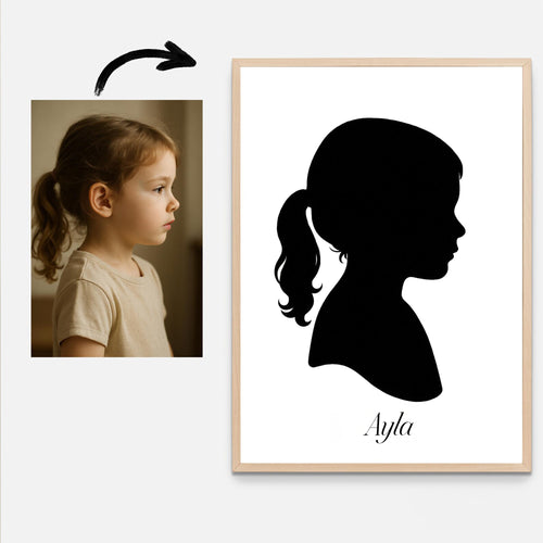 Kişiye Özel Çocuk Silüet Tablosu – Minimal Portre Tasarımı