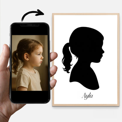Kişiye Özel Çocuk Silüet Tablosu – Minimal Portre Tasarımı