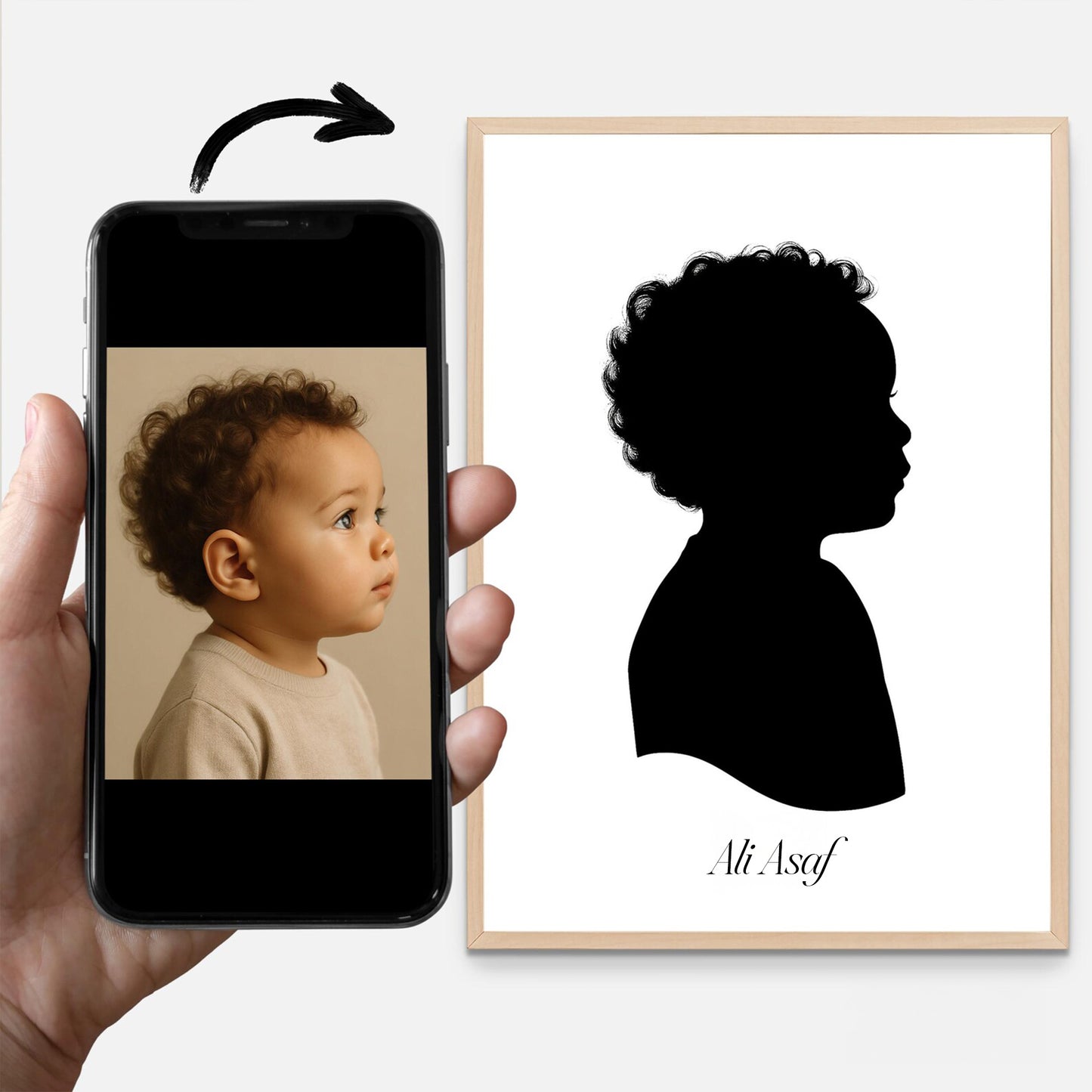 Kişiye Özel Çocuk Silüet Tablosu – Minimal Portre Tasarımı