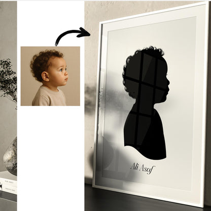 Kişiye Özel Çocuk Silüet Tablosu – Minimal Portre Tasarımı