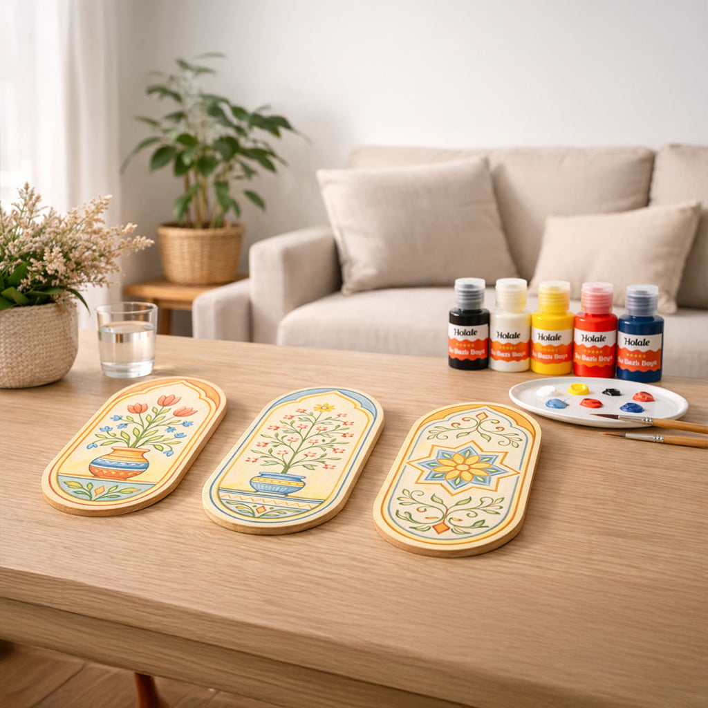 Anadolu Koleksiyonu – 3’lü El Boyama Oval Ahşap Duvar Seti