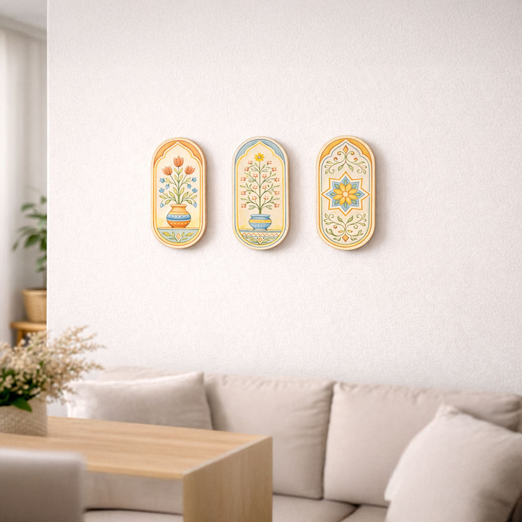 Anadolu Koleksiyonu – 3’lü El Boyama Oval Ahşap Duvar Seti