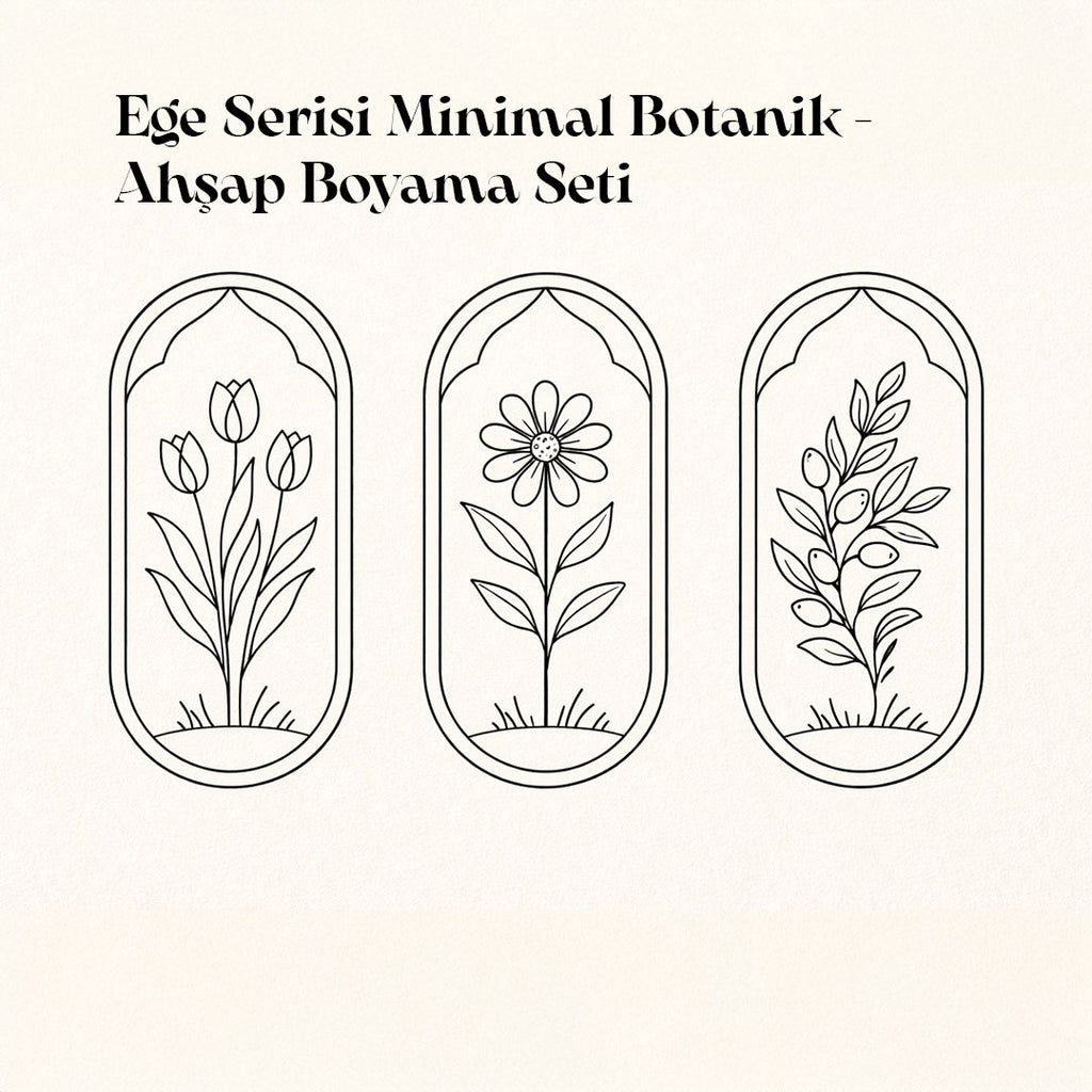 Ege Serisi – 3’lü Minimal Botanik Ahşap Boyama Seti