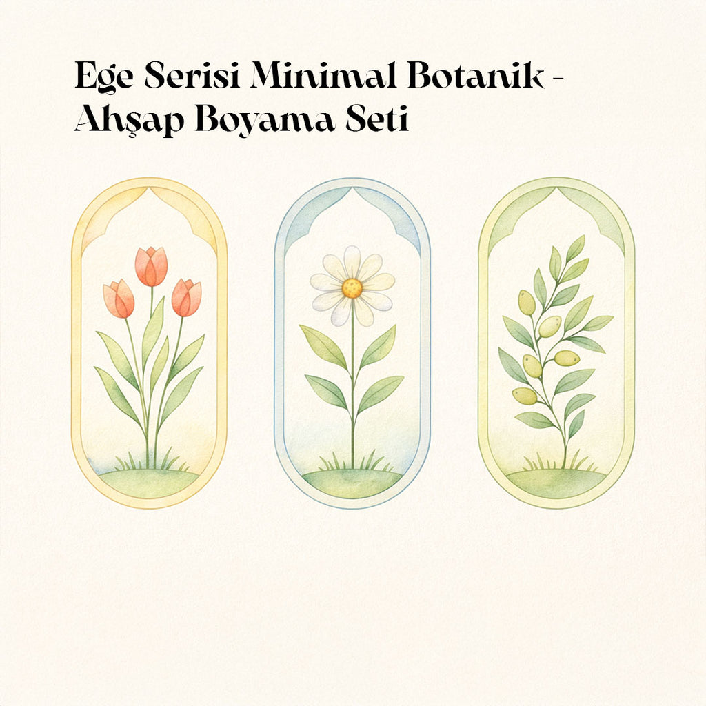 Ege Serisi – 3’lü Minimal Botanik Ahşap Boyama Seti