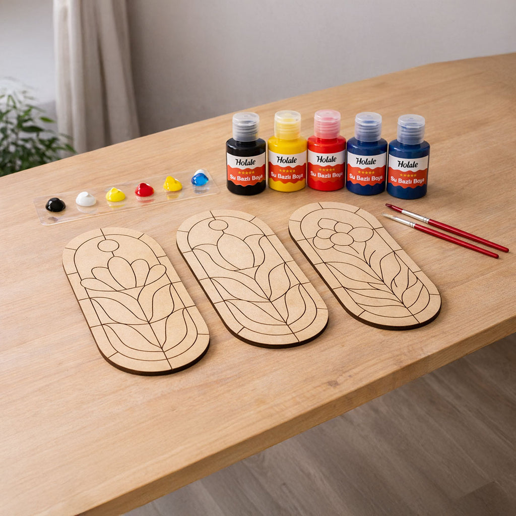 Flora Art Ahşap Tasarım Seti | 3’lü Oval Panel