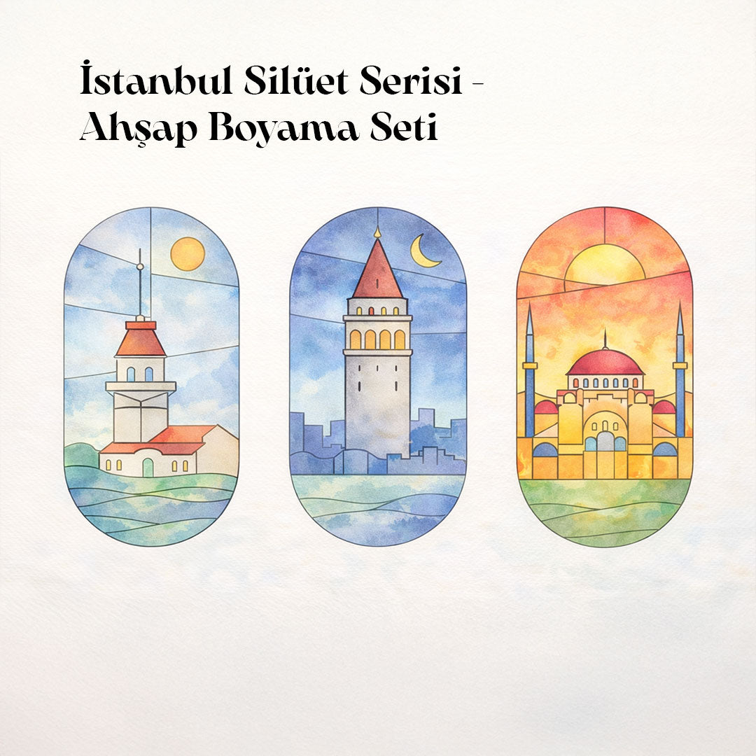 İstanbul Silüet Ahşap Tasarım Seti | 3’lü Oval Panel