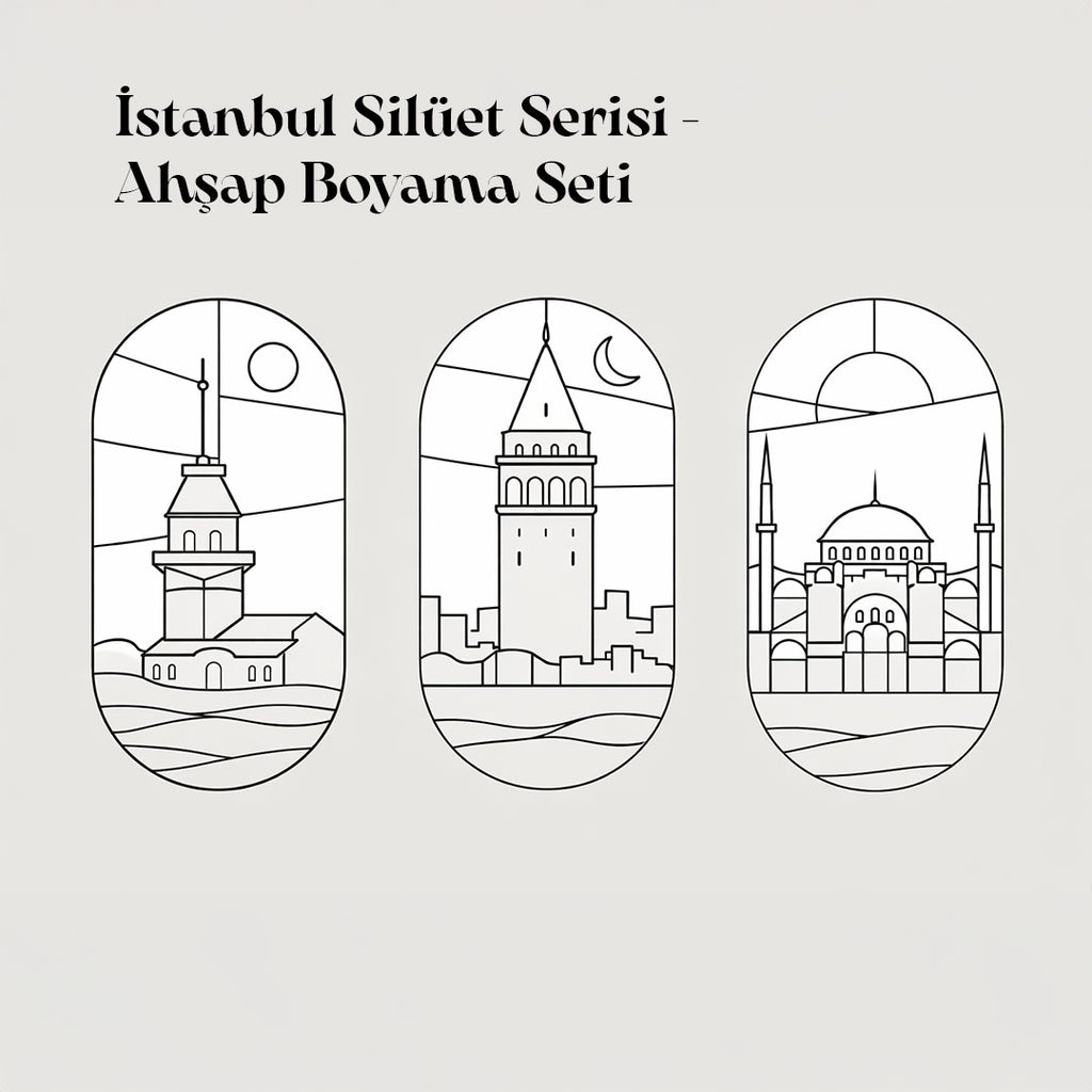 İstanbul Silüet Ahşap Tasarım Seti | 3’lü Oval Panel