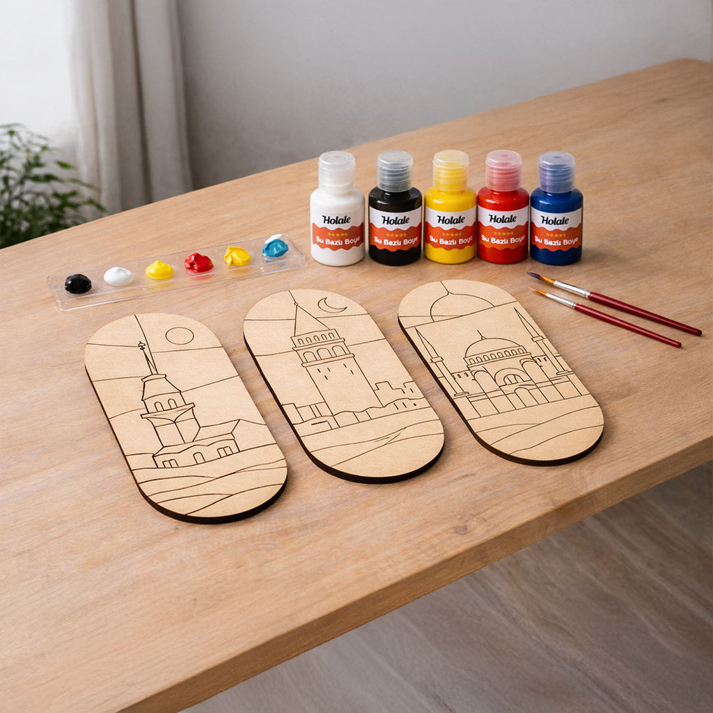 İstanbul Silüet Ahşap Tasarım Seti | 3’lü Oval Panel